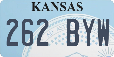 KS license plate 262BYW