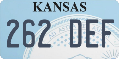 KS license plate 262DEF