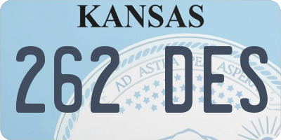 KS license plate 262DES