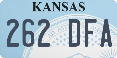 KS license plate 262DFA