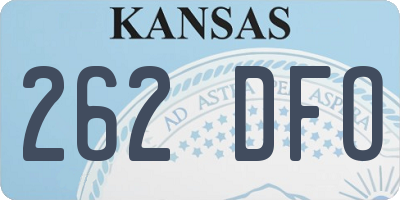 KS license plate 262DFO