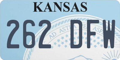 KS license plate 262DFW