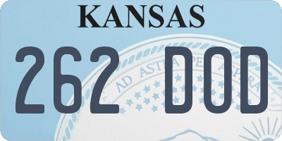 KS license plate 262DOD