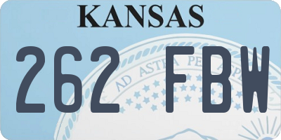 KS license plate 262FBW