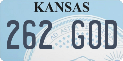 KS license plate 262GOD
