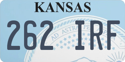 KS license plate 262IRF