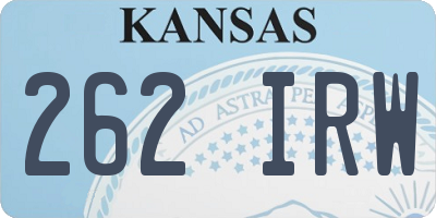 KS license plate 262IRW