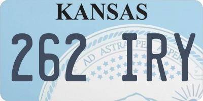 KS license plate 262IRY