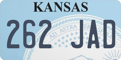 KS license plate 262JAD