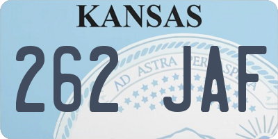 KS license plate 262JAF