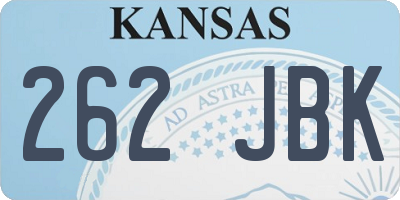 KS license plate 262JBK