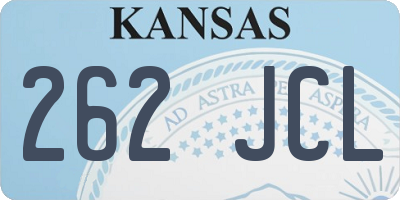 KS license plate 262JCL