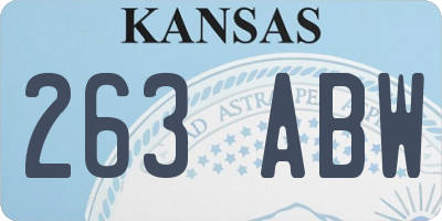 KS license plate 263ABW