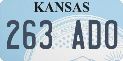 KS license plate 263ADO