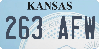 KS license plate 263AFW