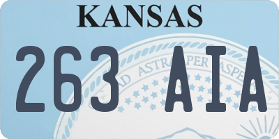 KS license plate 263AIA