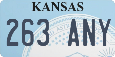 KS license plate 263ANY
