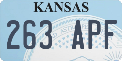 KS license plate 263APF