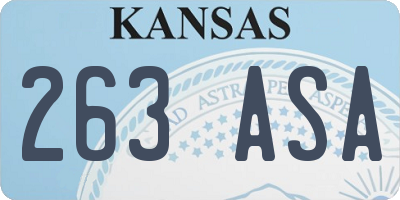 KS license plate 263ASA