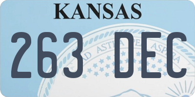 KS license plate 263DEC