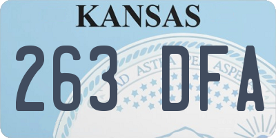 KS license plate 263DFA