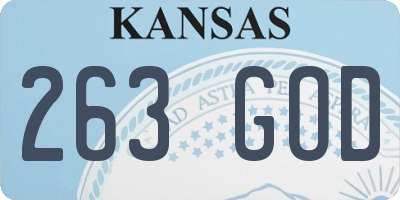 KS license plate 263GOD