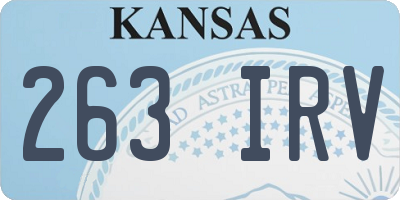 KS license plate 263IRV