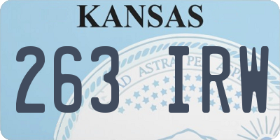 KS license plate 263IRW