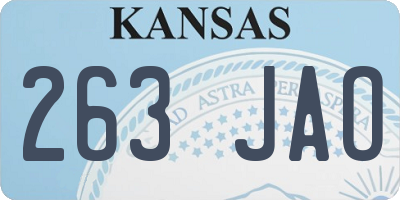 KS license plate 263JAO