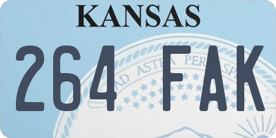 KS license plate 264FAK