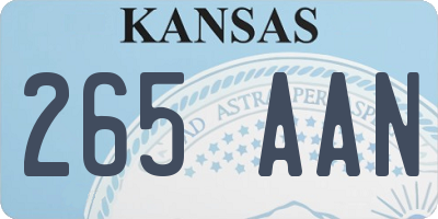 KS license plate 265AAN
