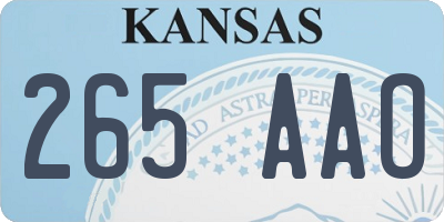KS license plate 265AAO