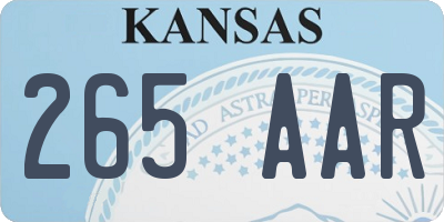 KS license plate 265AAR
