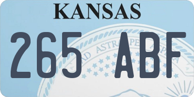 KS license plate 265ABF