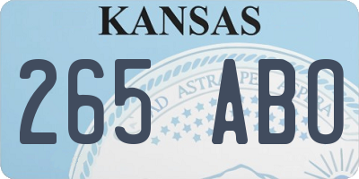 KS license plate 265ABO