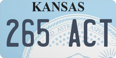 KS license plate 265ACT