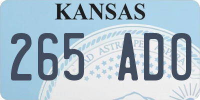 KS license plate 265ADO