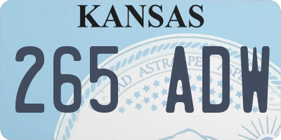 KS license plate 265ADW