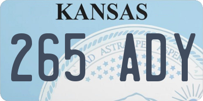 KS license plate 265ADY