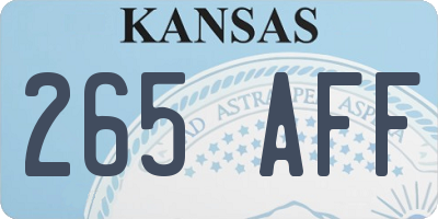 KS license plate 265AFF