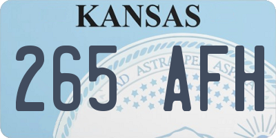 KS license plate 265AFH