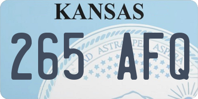 KS license plate 265AFQ