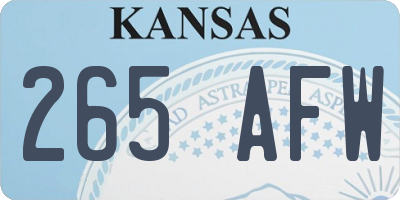 KS license plate 265AFW