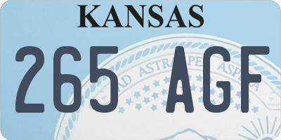 KS license plate 265AGF