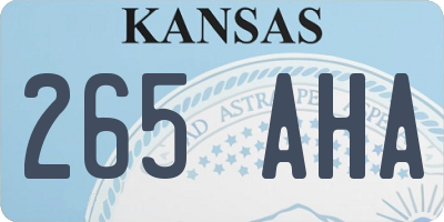 KS license plate 265AHA