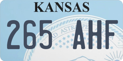 KS license plate 265AHF