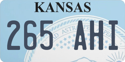KS license plate 265AHI
