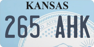 KS license plate 265AHK