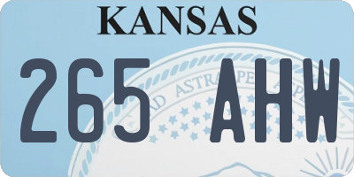 KS license plate 265AHW