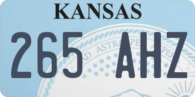 KS license plate 265AHZ